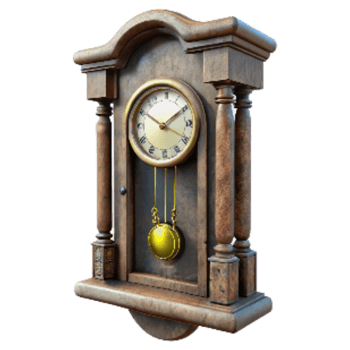 vibrant rustic Antique Wall Clock with Pendulum Transparent Background 4K png