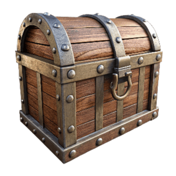 dramatic contemporary Antique Wooden Chest with Metal Handles Transparent Background detailed png