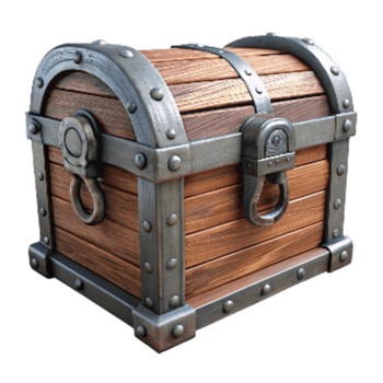 serene rustic Antique Wooden Chest with Metal Handles Transparent Background premium png