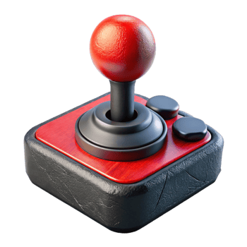 vibrant vintage Arcade Joystick Red and Black Cutout Element detailed png