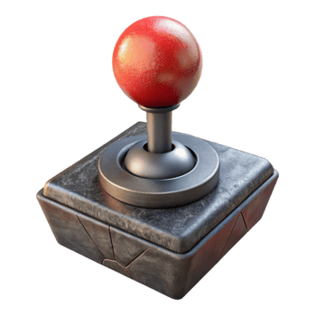 vibrant minimalist Arcade Joystick Red Ball Top Isolated Cutout high quality png