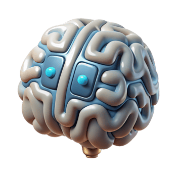 serene minimalist Artificial Intelligence Brain Icon Transparent Background authentic png