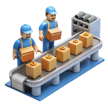 wonderful traditional Assembly Line Workers Busy Scene Isolated high resolution png