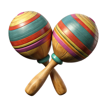 vibrant creative Authentic Mexican Maracas Wooden Texture Isolated original png