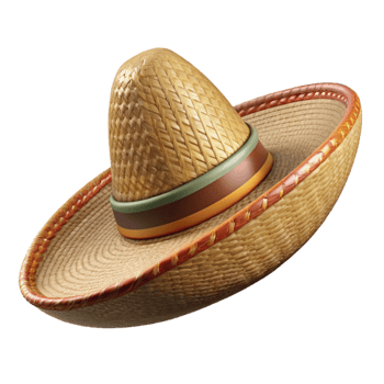serene minimalist Authentic Mexican Sombrero Hat Woven Texture Transparent 4K png