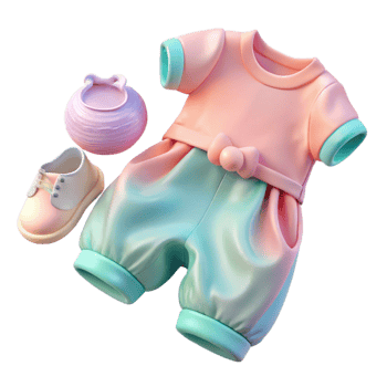 vibrant minimalist Baby Clothes Pastel Colors Flat Lay Transparent Background premium png