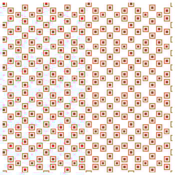 A repeating pattern of small squares in shades of orange and red against a white background, creating a visually striking design. vector