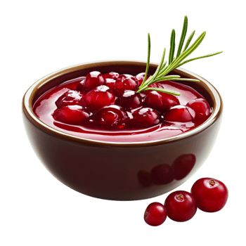 Fresh Cranberries in a Bowl with Rosemary Garnish png