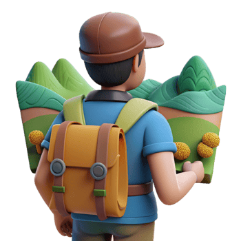 beautiful creative Backpacker Looking at Scenic View Isolated exclusive png