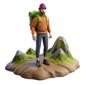 serene minimalist Backpacker Standing on Mountaintop Transparent high resolution png