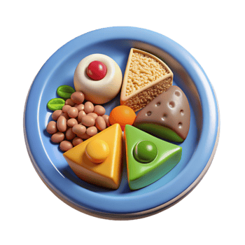 serene artistic Balanced Diet Plate Cutout Element 4K png