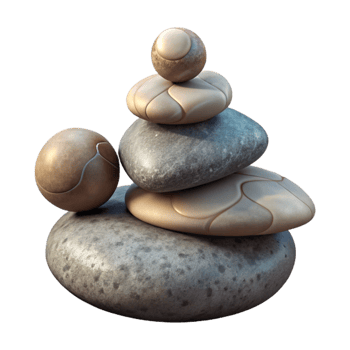 dramatic minimalist Balanced Stones Zen Garden Isolated exclusive png