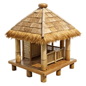 impressive contemporary Bamboo Hut with Thatched Roof Isolated detailed png