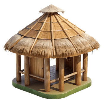 magnificent rustic Bamboo Hut Tropical Dwelling Thatched Roof Transparent Background detailed png