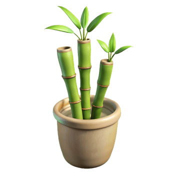 vibrant vintage Bamboo Plant in Pot Side View Isolated detailed png