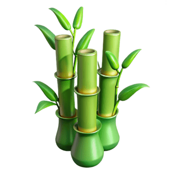 elegant artistic Bamboo Plant Green Stalks Transparent Background Cutout detailed png