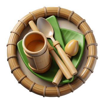 impressive abstract Bamboo Utensils Set Top View Cutout original png
