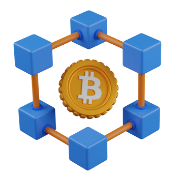 3d render Bitcoin Blockchain Network icon png