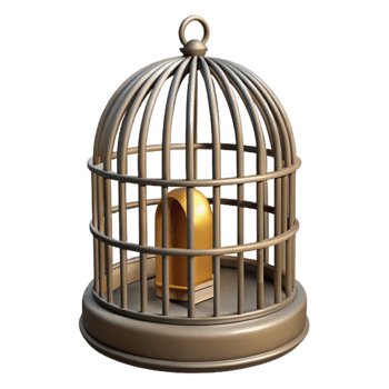 beautiful modern Bird Cage with Open Door Transparent Background high quality png