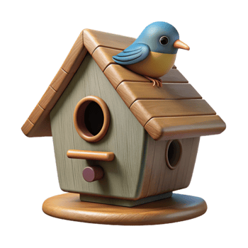 elegant creative Birdhouse Isolated with Perched Bird detailed png