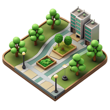 vibrant traditional Birdseye Perspective of City Park with Playground Transparent Background premium png