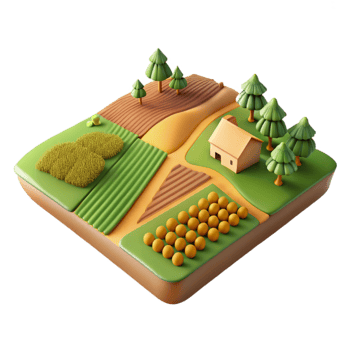 wonderful contemporary Birdseye View of Farmland Crops and Fields Transparent Background detailed png