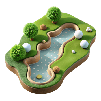 beautiful abstract Birdseye View of Golf Course with Water Hazards Transparent Background premium png