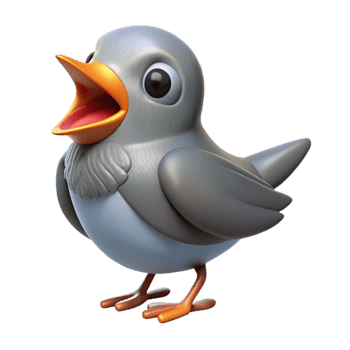 vibrant contemporary Bird with Open Beak Singing Isolated on Transparent Background premium png