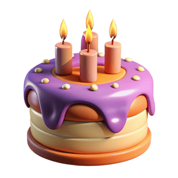 beautiful minimalist Birthday Cake with Candles Lit Transparent Background authentic png