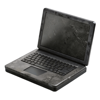 elegant contemporary Black Laptop on White Desk Isolated Element 4K png