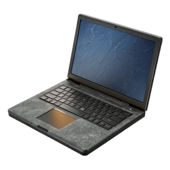 elegant vintage Black Laptop with Blank Screen Side View Isolated Element genuine png