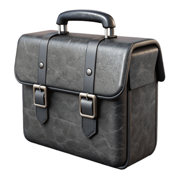 stunning traditional Black Leather Briefcase Side View Transparent Background premium png