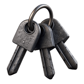 dramatic abstract Black Metal Key Holder with Keys Isolated 4K png