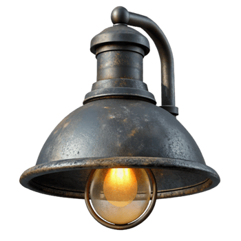 beautiful contemporary Black Metal Lamp with Edison Bulb Isolated 4K png