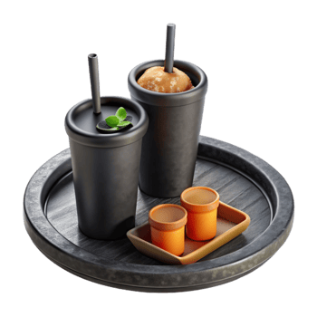 stunning vintage Black Metal Tray with Drinks and Snacks Cutout genuine png