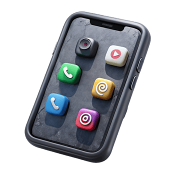 stunning rustic Black Smartphone with Social Media App Interface Isolated high quality png