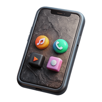extraordinary creative Black Smartphone with Social Media App Interface Isolated high resolution png