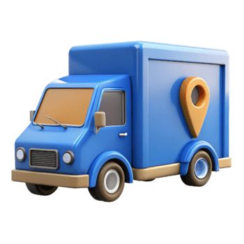 elegant classic Blue Delivery Truck Side Angle Cutout original png