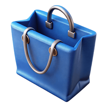 magnificent vintage Blue Fabric Shopping Bag with Handles Isolated exclusive png