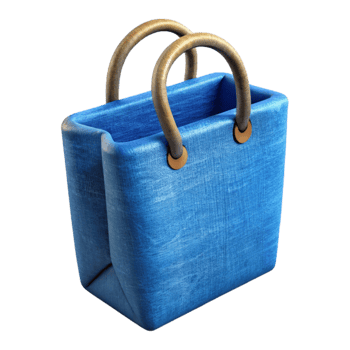 vibrant traditional Blue Fabric Shopping Bag with Handles Isolated high resolution png