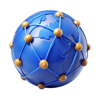 serene traditional Blue Globe with Network Connections Isolated genuine png