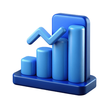 serene contemporary Blue Graph Icon with Business Growth Statistics Isolated original png