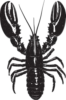 Lobster in the Molting Process Body arched with legs extended as it sheds its exoskeleton. Full-length silhouette black design. vector