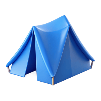 dramatic rustic Blue Tent Silhouette Side View with Transparent Background professional png