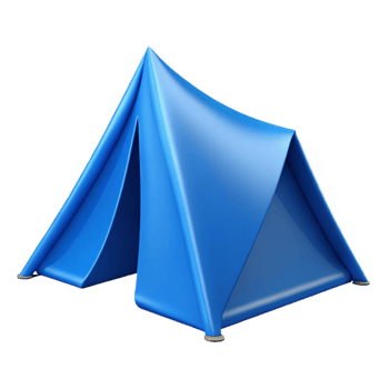 extraordinary abstract Blue Tent Silhouette Side View with Transparent Background high resolution png