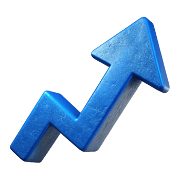 serene creative Blue Upward Arrow Icon for Business Growth Cutout authentic png