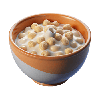 beautiful rustic Bowl of Cereal with Milk Cutout premium png