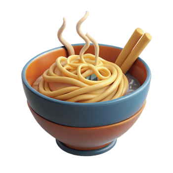 beautiful rustic Bowl of Noodles Cutout Steaming Hot professional png