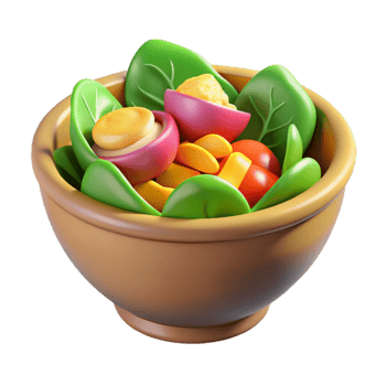 beautiful artistic Bowl of Salad Isolated with Vibrant Colors detailed png