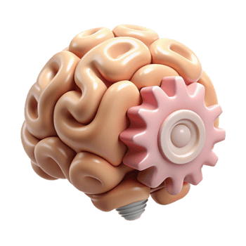 stunning minimalist Brain Gears Illustration Transparent Background professional png